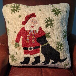 Santa & Black Lab dog pillow- Chandler 4 Corners- Sundance Catalog